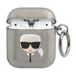 Etui KARL LAGERFELD Apple AirPods Cover Glitter Karl`s Head Czarny Case